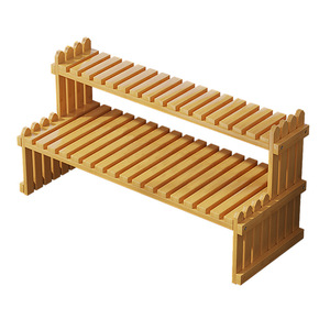 Soporte de Bambú de 2 Niveles para Plantas y Macetas, Estante para Uso en Interiores/Exteriores, <span class=keywords><strong>Pequeño</strong></span> Soporte de <span class=keywords><strong>Escalera</strong></span> para Escritorio - Product Image 1