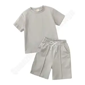 Custom Baby Boys Clothing Sets For 4 To 12 Years Old: 2022 Summer Solid Color Cotton Shorts And T-Shirt Kids Clothing Sets.