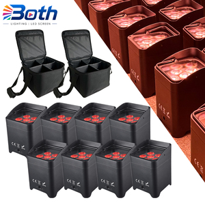 8 piezas con 2 bolsas, luces LED inalámbricas recargables de 6x18W RGBWA+UV, controladas por aplicación inteligente para iluminación de bodas - Product Image 1