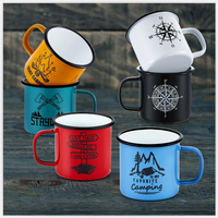 8oz 12oz 16oz voyage pique-nique en plein air rouge noir bleu vert couleur mouchetée logo personnalisé impression café bière émail camp tasse tasse