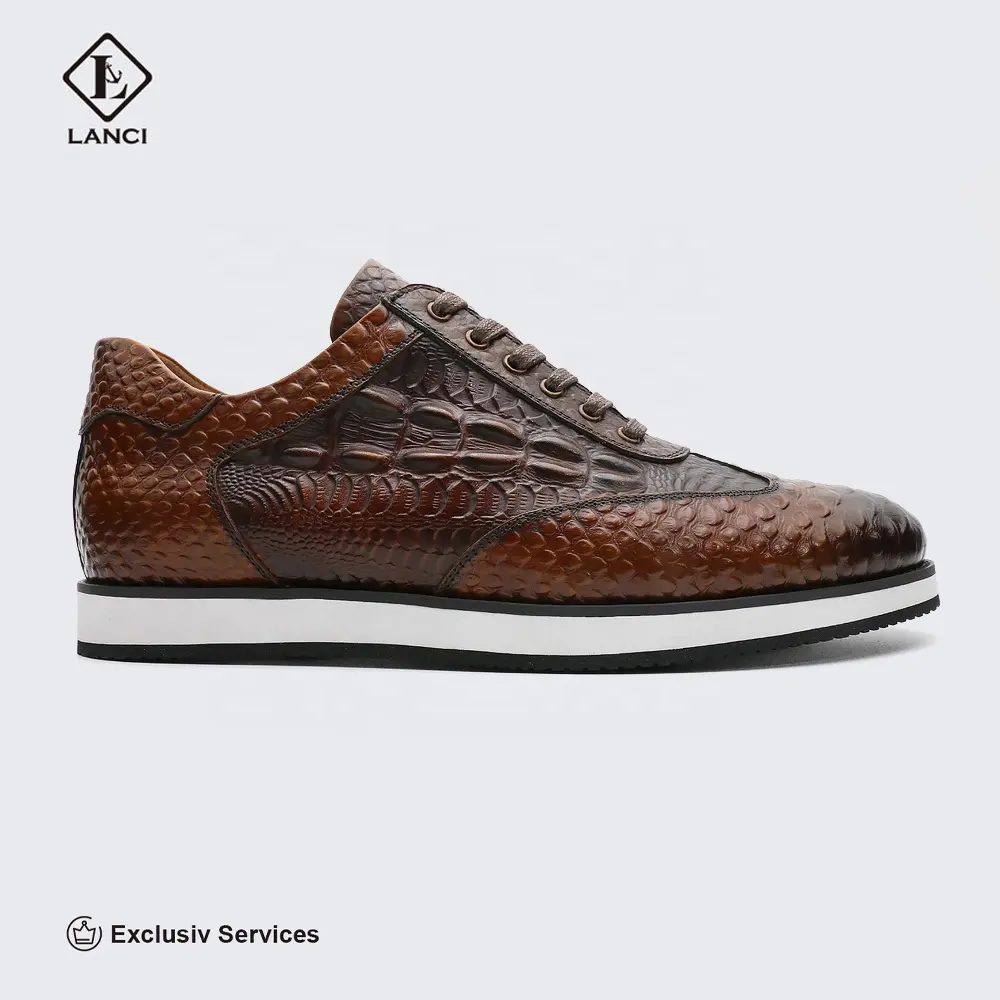 Fabricante de zapatillas LANCI OEM, zapatos de cuero para hombre, zapatillas de diseño informal personalizadas, fábrica de zapatillas