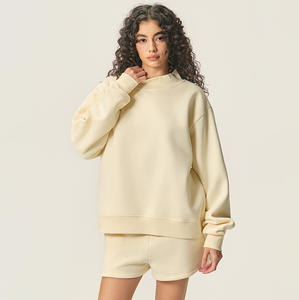 Felpa a collo finto reversibile da donna con toppa ricamata oversize felpa traspirante da donna - Product Image 1