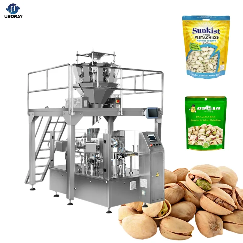 מכונת מילוי ואריזה אוטומטית של שקיות רוכסן אגוזי קשיו פיסטוק אגוזי אדמה