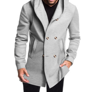 2025 Nieuwe Aanwinst Heren Middellange Slim Fit Trenchcoat Europese Amerikaanse Stijl met Capuchon Casual Effen Kleur Jas - Product Image 2