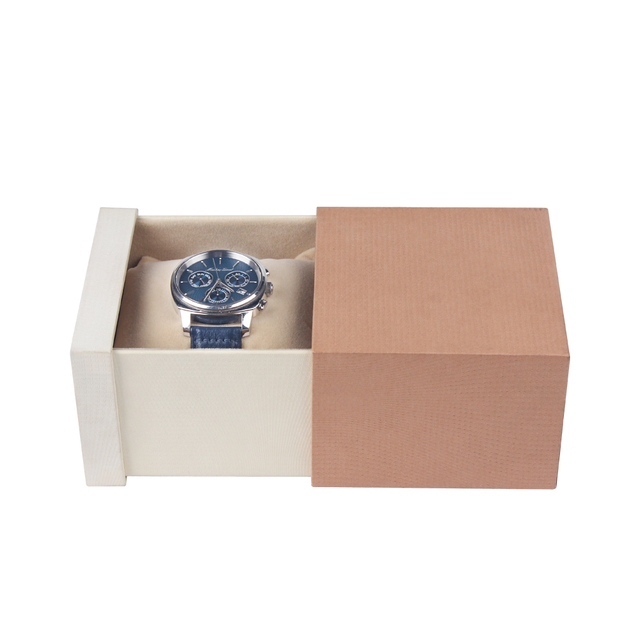 Eco Friendly Kraft Paper Rigid Sliding Gift Box UV Coating Matt Lamination Embossing Sponge Lining for Watch Jewelry Packaging