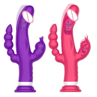 Vibrateur Lapin pour Femmes Triple Stimulation Point G Anal 10 Fréquences Ventouse Étanche Silicone Jouet Sexuel