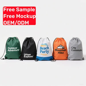 Sac à cordon imprimé personnalisé de haute qualité pour aventure en plein air sac à dos de voyage léger pour la randonnée plage sport salle de sport - Product Image 1