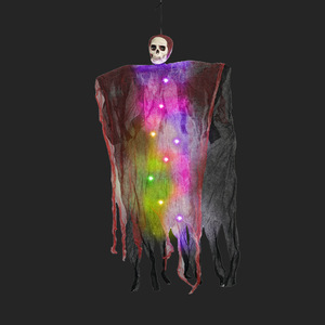Déguisement d'Halloween Horreur Sang, Tissu Gaze Crâne Fantôme Lumineux Vert Coloré, Décoration Suspendue pour Maison Hantée - Product Image 6