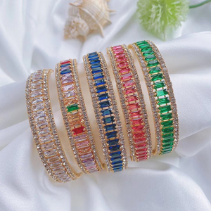 Pulsera de tenis de circonia cúbica, brazalete con diamantes brillantes, diseño geométrico, clásico, Glamour, colorido, 24k, <span class=keywords><strong>2022</strong></span> - Product Image 2