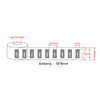 Petit autocollant 10*20mm Tag213 13.56MHz 144 octets programmable longue portée Wet Inlay NFC Tag Inlays