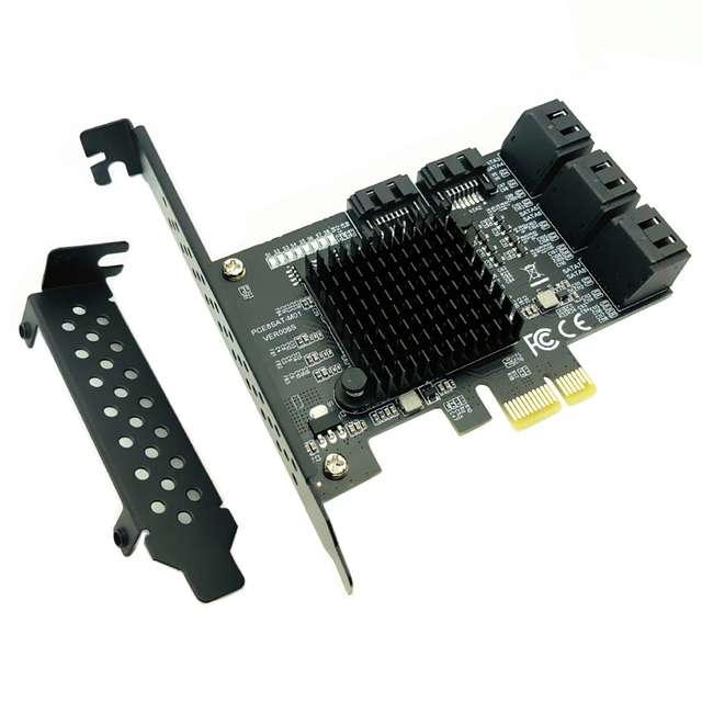 SATA PCIE 1X Adapter 6/10 Ports PCIE X 4/8/16 to SATA 3.0 6Gbps Interface Rate Riser Expansion Card for Desktop PC Computer