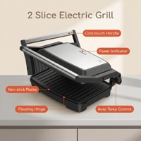 2025 Offre Spéciale Contacts antiadhésifs Grill intérieur Barbecue Grill fixe 2 tranches Panini Grill 750W