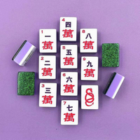 Set Mahjong Amerika 160pcs Sparkle Green Glitter, Warna Ivory di Bagian Depan, Ungu dan Putih di Samping, Hadiah Koleksi untuk Liburan