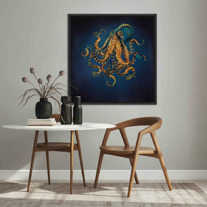 Stylish Octopus Print Canvas Wall Art for Elegant Home Decor,<b>BLACK</b> <b>FRAMED</b> CANVAS - Product Image 3