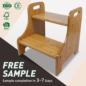 WDF Hochwertiger Holzleiterstuhl Kinder-Tritthocker Küchenhilfe Bambus-Tritthocker mit Griff - Product Image 1