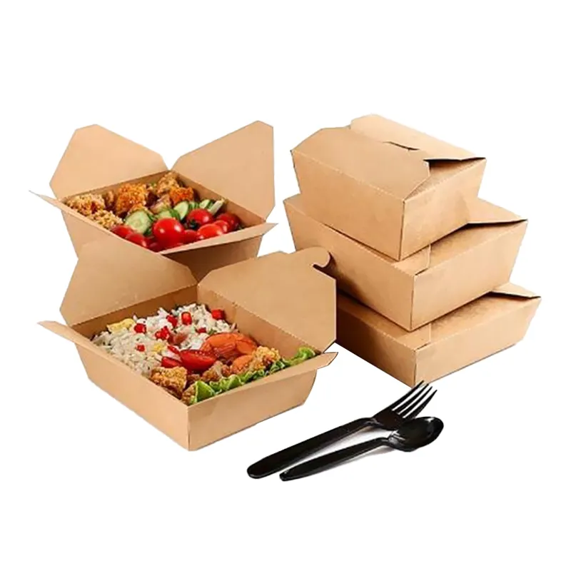 卸売使い捨てホットドッグクラフト紙段ボール箱と中小企業向けピクニック食品包装用ボックス