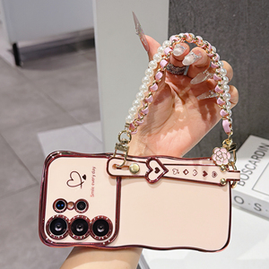Nueva Funda para Teléfono Móvil con Correa de Muñeca en Forma de Ola Electrochapada y Brazalete de Perlas para Samsung S26 Ultra S25 S24 S23 Plus en Stock - Product Image 3