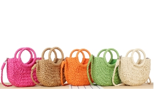 Hot Sell New Half Round Beach Handbag Straw Woven Rattan <strong>Wicker</strong> Vacation Beach Tote <strong>Bag</strong> Fashion Female Crossbody <strong>Bag</strong> - Product Image 5