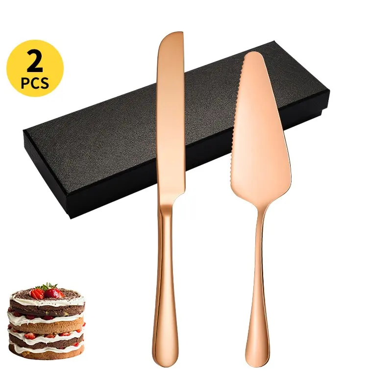 Cake Cutting Stainless Steel Knife Server set for Elegant Wedding Thickened Rounded Edges Pie Spatula Birthday Kitchen Knives