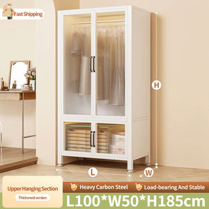 <span class=keywords><strong>Armadio</strong></span> Moderno in Acciaio per Camera da Letto, Larghezza 100cm, Alta Capacità, Armadietto Regolabile e Smontabile, Rinforzato in Acciaio al Carbonio Spesso - Product Image 5