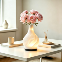 Lampe de table décorative moderne 3D, lampe de chevet à tige haute, lumière d'ambiance de luxe, vase hydroponique, LED à intensité variable, USB, Internet