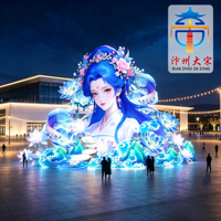 Grande sculpture de lanterne en fausse soie imperméable avec personnage de dessin animé 3D |   Décoration lumineuse pour jardins extérieurs et parcs à thème