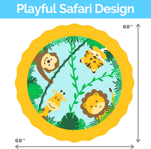 Alberca Inflable con Rociador de Agua con Diseño de Animales de la Savana de 68 Pulgadas para Niños, Juegos Acuáticos de Verano para el Patio Trasero - Product Image 3