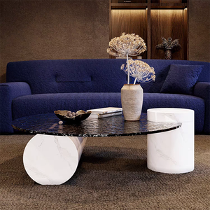 Minimaliste créatif nouvelle peinture <span class=keywords><strong>verre</strong></span> dessus marbre <span class=keywords><strong>Table</strong></span> jambe <span class=keywords><strong>Table</strong></span> basse concepteur petit salon ovale <span class=keywords><strong>verre</strong></span> trempé <span class=keywords><strong>Table</strong></span> à thé - Product Image 4