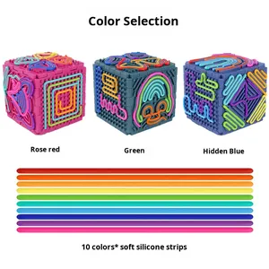 2025 Hot-Selling Sensory Activity Board Silicone Stress Relief Board DIY <b>Puzzle</b> Cube <b>3D</b> Toy Unisex - Product Image 4