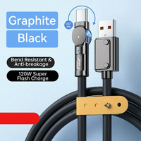180 °   Cable Tipo-C Giratorio, Carga Rápida de 120W 6A, Cable de Datos Blindado con Trenzado de Aleación de Zinc para iPhone/Impresora