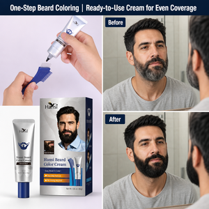Crema para Teñir la Barba para Hombres, a Base de Hierbas, Sin Amoníaco, Sin PPD, Permanente, Hipoalergénica, Cubre Canas, Negro Oscuro/Natural - Product Image 1