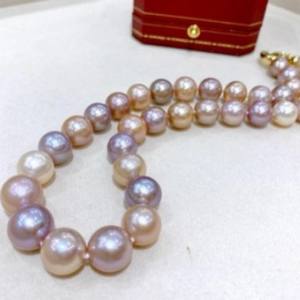 Collar de Perlas de Agua Dulce Naturales de Color Crema Mixto de 10-13 mm, Redondas, Ligeramente Imperfectas, Venta al por Mayor - Product Image 3