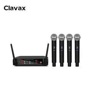 Clavax CLPM- X4 ميكروفون كاريوكي لاسلكي UHF مزدوج القنوات نظام ميكروفون احترافي طقم كاريوكي للأسرة والكنيسة KTV