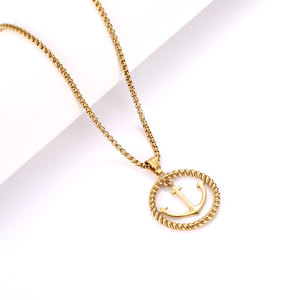 Wolf Warrior <b>Titanium</b> Steel Necklace Anchor Pendant Gold Silver Unisex Hip Hop Charm SP875 - Product Image 2