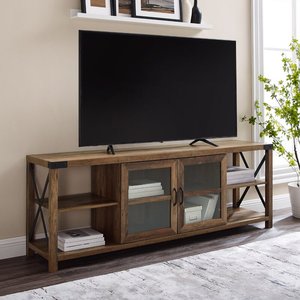 Modern wood led tv stand with storage cabinet