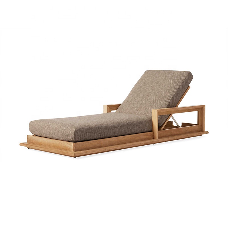 All weather outdoor furniture solid wood teak lounge swimming pool lounge chaise