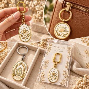 Porte-clés personnalisés en émail dur plaqué or, motif floral, souvenir du jardin au lever du soleil, cadeaux OEM ODM - Product Image 2