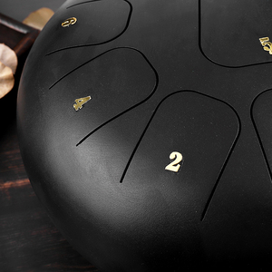 Chất Lượng Cao 8 Inch 11-Tone Matte Tay Màu Đen Pan Trống Thiết Lập Biểu Tượng Tùy Chỉnh Thép Lưỡi Trống Làm Của Kim Loại - Product Image 4