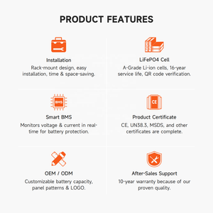 แบตเตอรี่ลิเธียม KEVOLT 48V 100Ah แบบโมดูลสำหรับติดตั้งบนชั้นวาง  แบตเตอรี่พลังงานแสงอาทิตย์ 5-75kWh LiFePO4 ชุดแบตเตอรี่สำรองพลังงานภายในบ้าน - Product Image 5