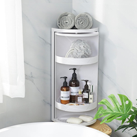 Étagère d'angle de salle de bain à 3 niveaux, 360° °   Étagère de rangement rotative, étagère triangulaire à bords festonnés pour salle de bain et cuisine