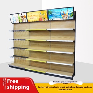 Étagères de supermarché à double face, épaisses, en bois grainé, présentoir pratique pour les produits pour bébés, les cantines, les magasins de proximité - Product Image 4
