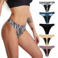 Culotte confortable Sexy en nylon Spandex pour femmes taille basse Tanga dentelle tongs tissu extensible élégant toute la journée Logo taille élégante Look tout