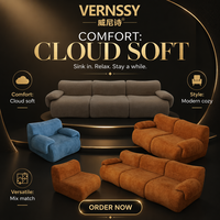 Fauteuil Moderne en Tissu Peluche Compressé VERNSSY, Emballé Sous Vide, Sans Assemblage, Canapé Paresseux avec Accoudoir Rond pour Salon, Salle de Sport, Villa