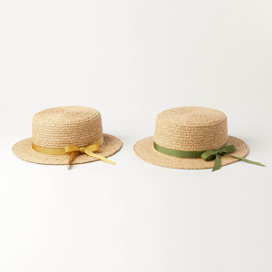 Hàn Quốc Bow Webbing Trẻ Em Lafite Cỏ Mùa Hè Kid Hat Du Lịch Mặt Trời Bảo Vệ Flat Top Trẻ Em Rơm Bãi Biển Hat - Product Image 2
