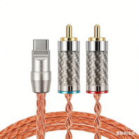 Câble audio tressé 1 vers 2 en cuivre monocristallin 7N Type-C double RCA pour écouteurs Android/téléphone portable avec décodage CY-type-2RCA