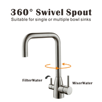DOGO meilleure vente robinet de cuisine 3 voies robinet d'évier de cuisine robinet d'eau chaude et froide en acier inoxydable RO 3 en 1 filtre robinet