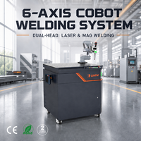 Mesin Las Serat Portabel 3000W dengan Lengan Robot Genggam Kepala Ganda untuk Pengerjaan Logam Aluminium, Baja Tahan Karat, dan Baja Karbon