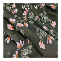 WI-B05 neue Ankunft Chiffon Material Stoff Digital gedruckt Schwarzgrün 100% Polyester Floral Crinkle Chiffon Stoff für Kleid