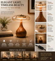 Lampe de table LED à intensité variable avec abat-jour en verre et base en bois de noyer, lumière chaude, style nordique minimaliste, pour chambre à coucher et chevet
