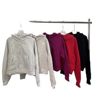 <span class=keywords><strong>Felpa</strong></span> con Mezza Zip Lu1u da <span class=keywords><strong>Donna</strong></span> in Spugna <span class=keywords><strong>Peluche</strong></span>, Ampia e Casual per Yoga e Fitness - Product Image 1